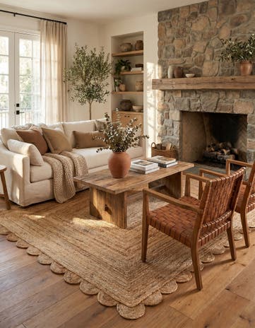 7' 10 x 10' Hand Woven Scallop Braided Jute Rug