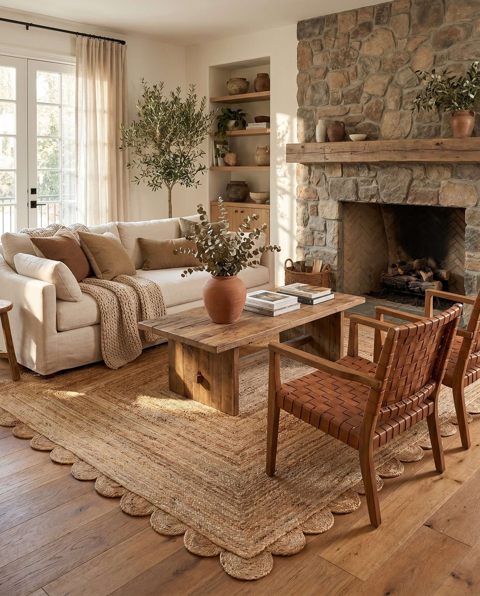 7' 10 x 10' Hand Woven Scallop Braided Jute Rug