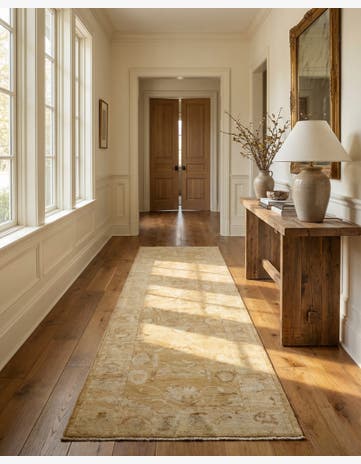 2' 11 x 9' 9 Hand Knotted Oushak Wool Runner Rug