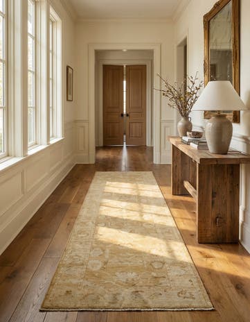 2' 11 x 9' 9 Hand Knotted Oushak Wool Runner Rug