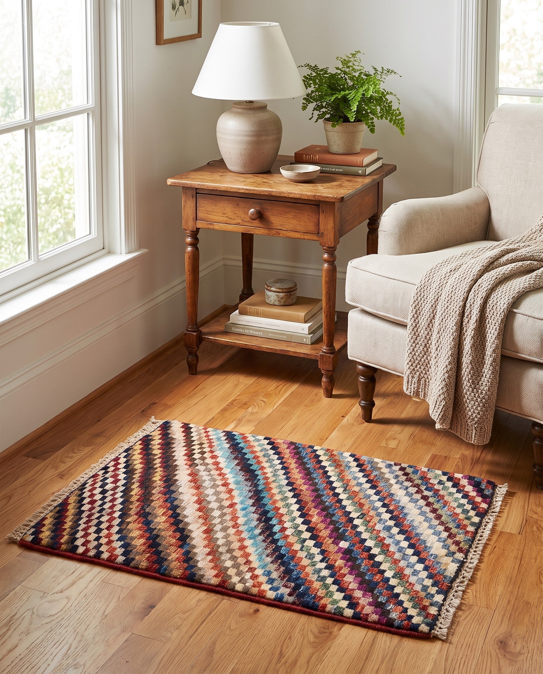 1' 4 x 2' Hand Knotted Ziegler Rug