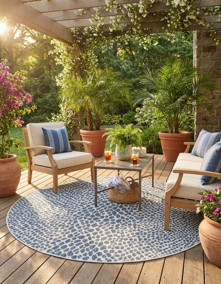 Detail image of 7' 10 x 7' 10 Washable Jill Zarin Cape Town Indoor / Outdoor Round Rug