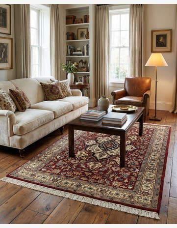4' 2 x 6' 6 Hand Knotted Jaipur Agra Wool Rug