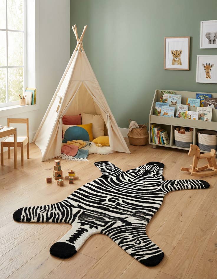 Detail image of 4' 1 x 6' 1 Playtime Kids Wool Freeform Rug