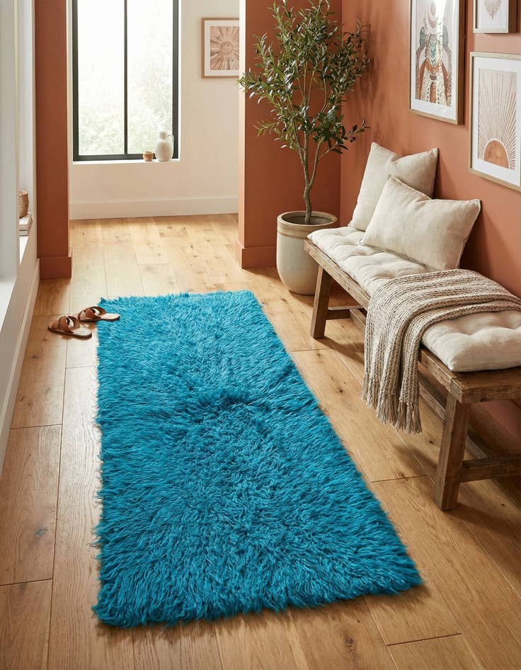 Detail image of 2' 2 x 4' 4 Hand Knotted Moroccan Wool Runner Rug