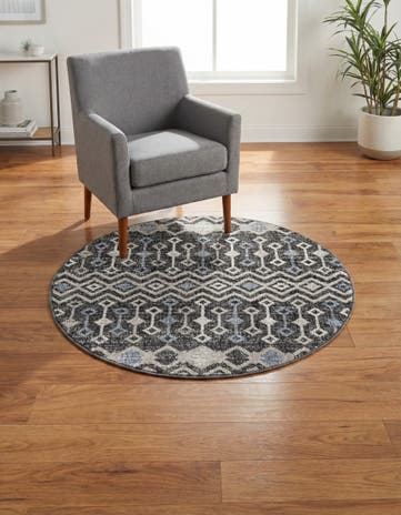 Charcoal Gray Eco Trellis Round Rug