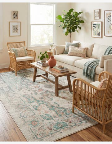 Gray and Sage Green Madeline Vintage Rug