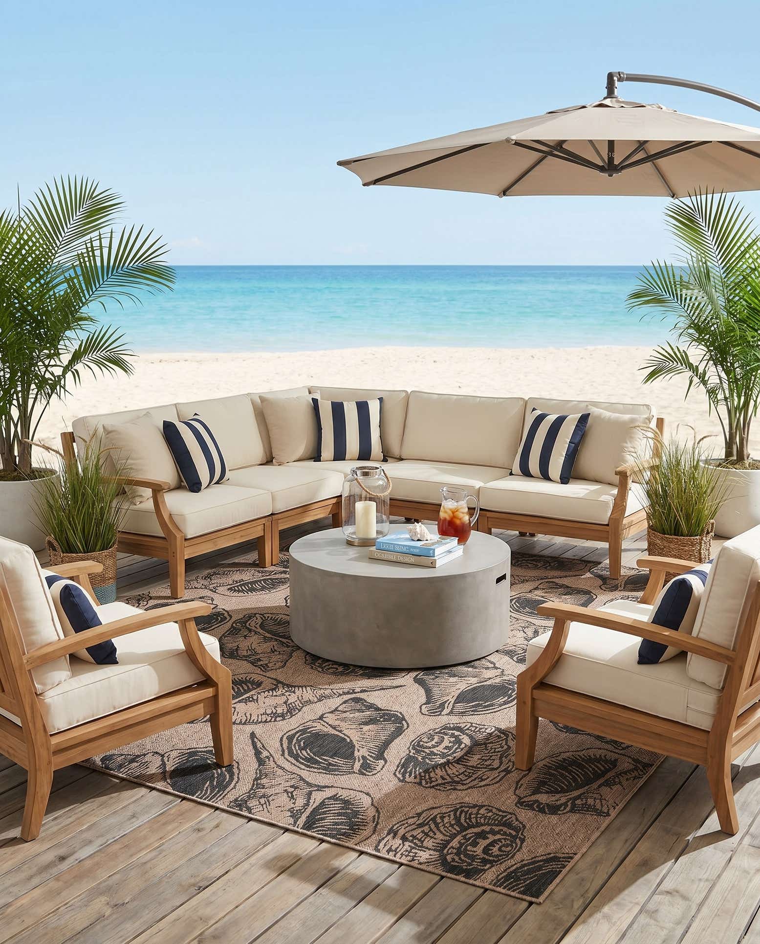 13' x 13' Easy-Clean Coastal Indoor / Outdoor Square Rug