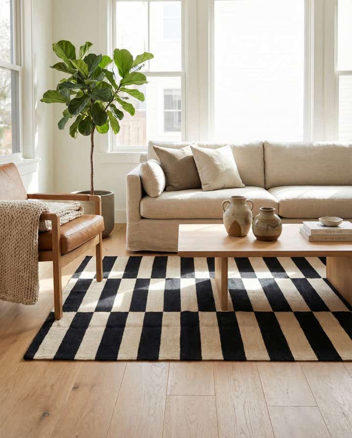 3' 4 x 4' 8 Hand Woven Kilim Modern Wool Rug