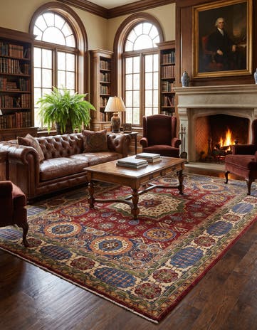7' x 9' 5 Hand Knotted Mamluk Ziegler Rug