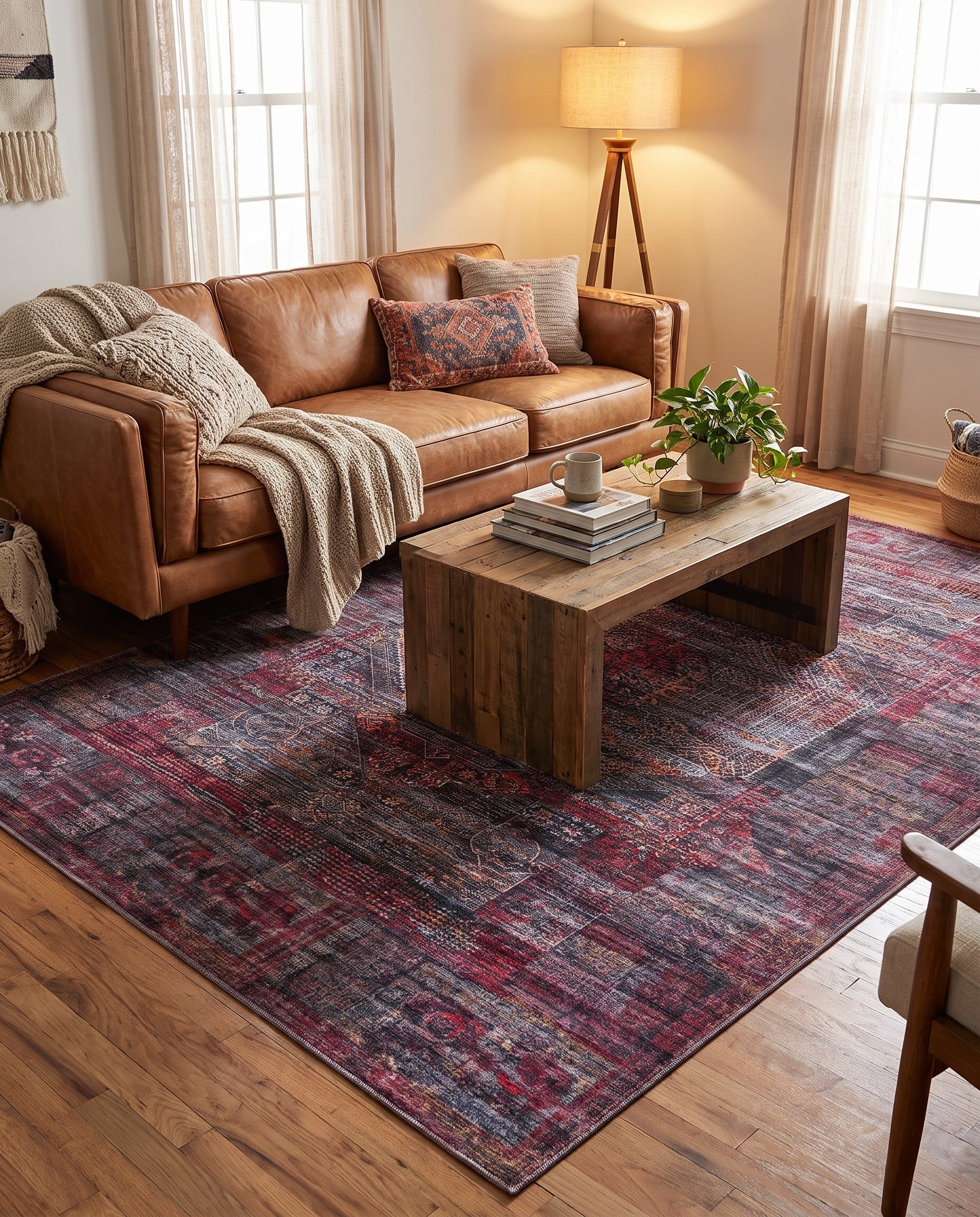 Red and Black Washable Mangata Rug