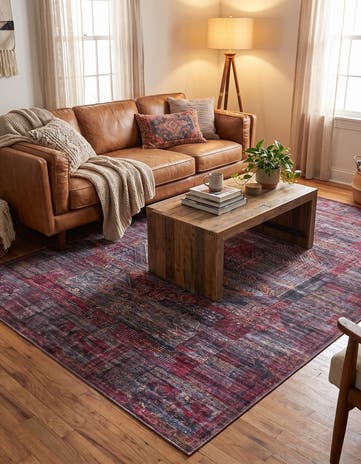 Red and Black Washable Mangata Rug