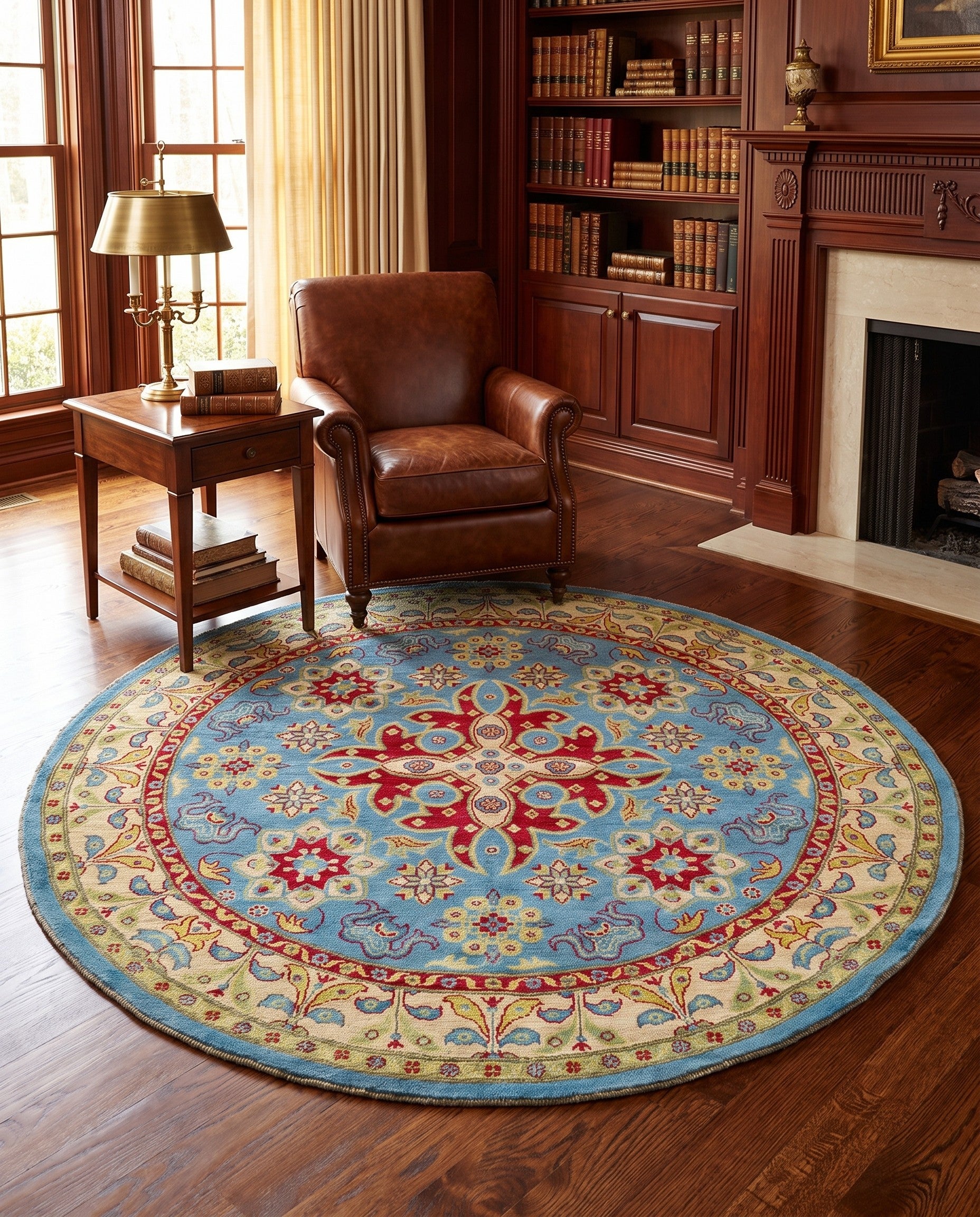 6' 7 x 6' 7 Hand Knotted Kazak Round Rug