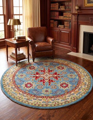6' 7 x 6' 7 Hand Knotted Kazak Round Rug