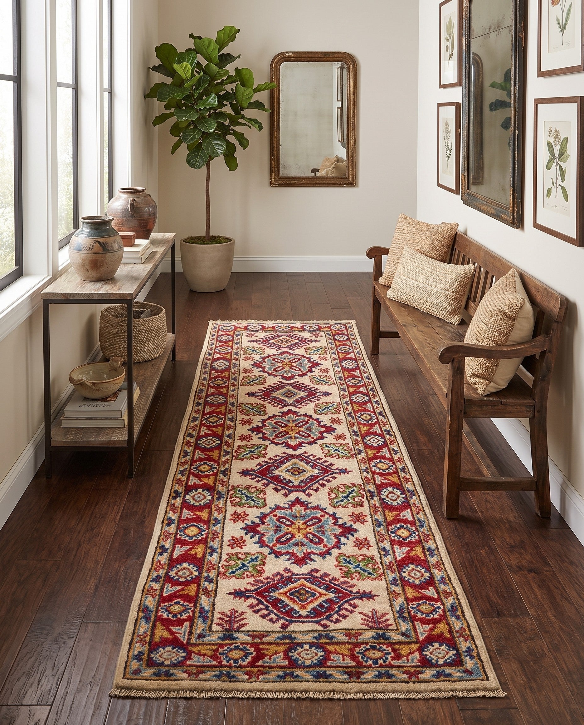 2' 1 x 6' 3 Hand Knotted Kazak Runner Rug