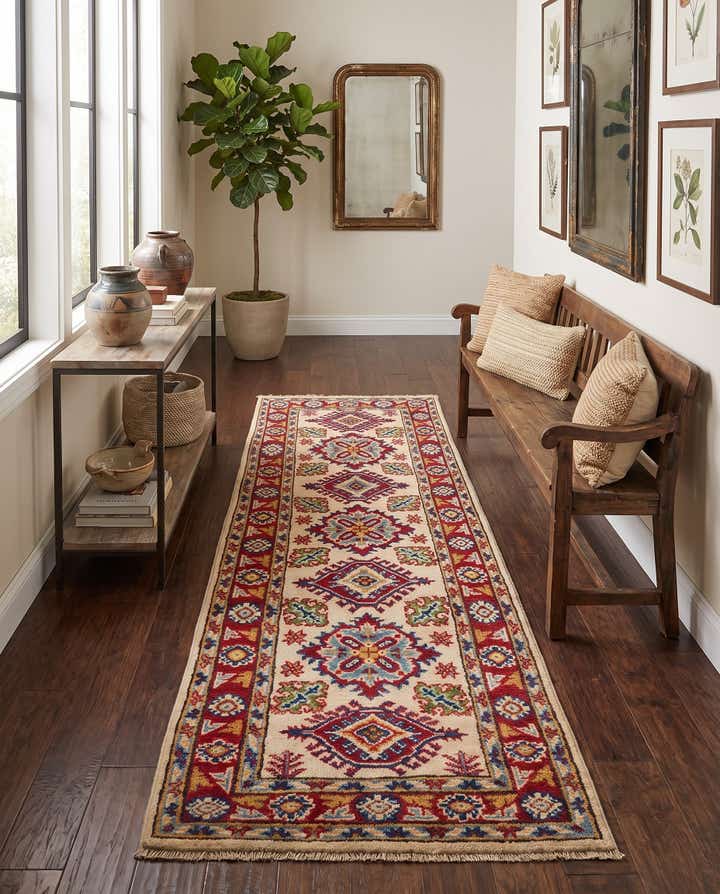 65cm x 190cm Hand Knotted Kazak Runner Rug