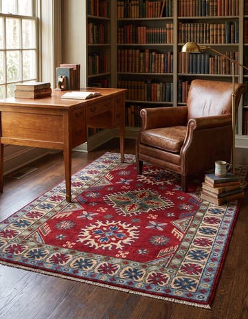 3' 2 x 4' 9 Hand Knotted Kazak Rug