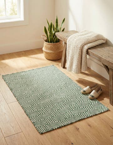 2' x 3' 1 Hand Woven Geo Trellis Flatweave Rug