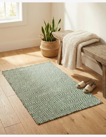 2' x 3' 1 Hand Woven Geo Trellis Flatweave Rug