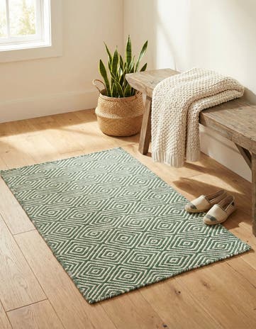 2' x 3' 1 Hand Woven Geo Trellis Flatweave Rug