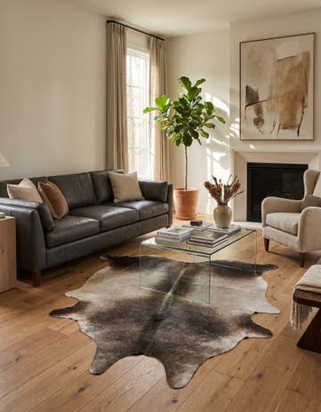 5' 8 x 6' 2 Cowhide Leather Square Rug