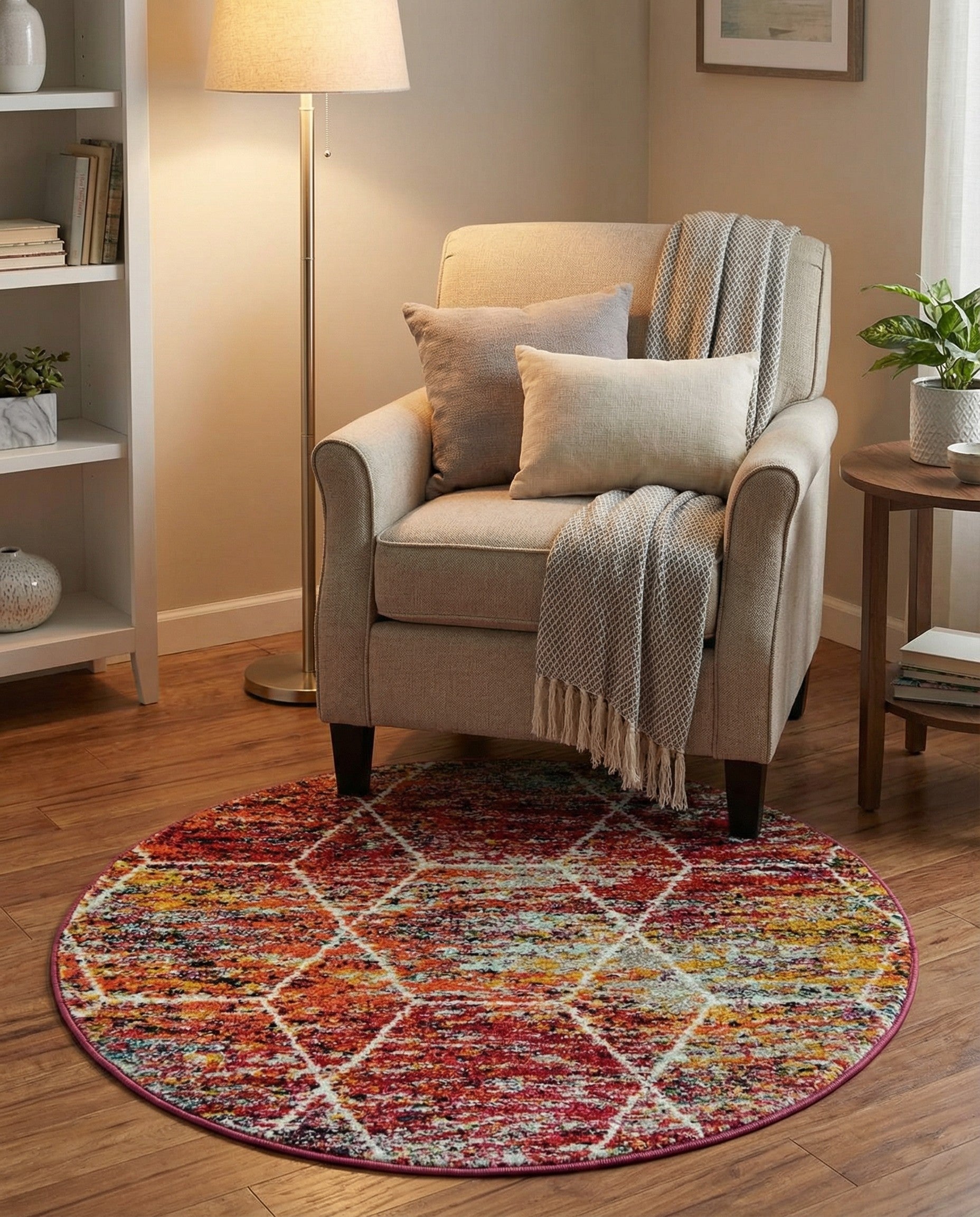 3' x 3' Trellis Frieze Round Rug