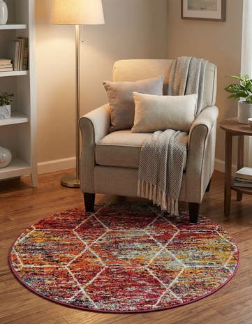 3' x 3' Lattice Frieze Round Rug