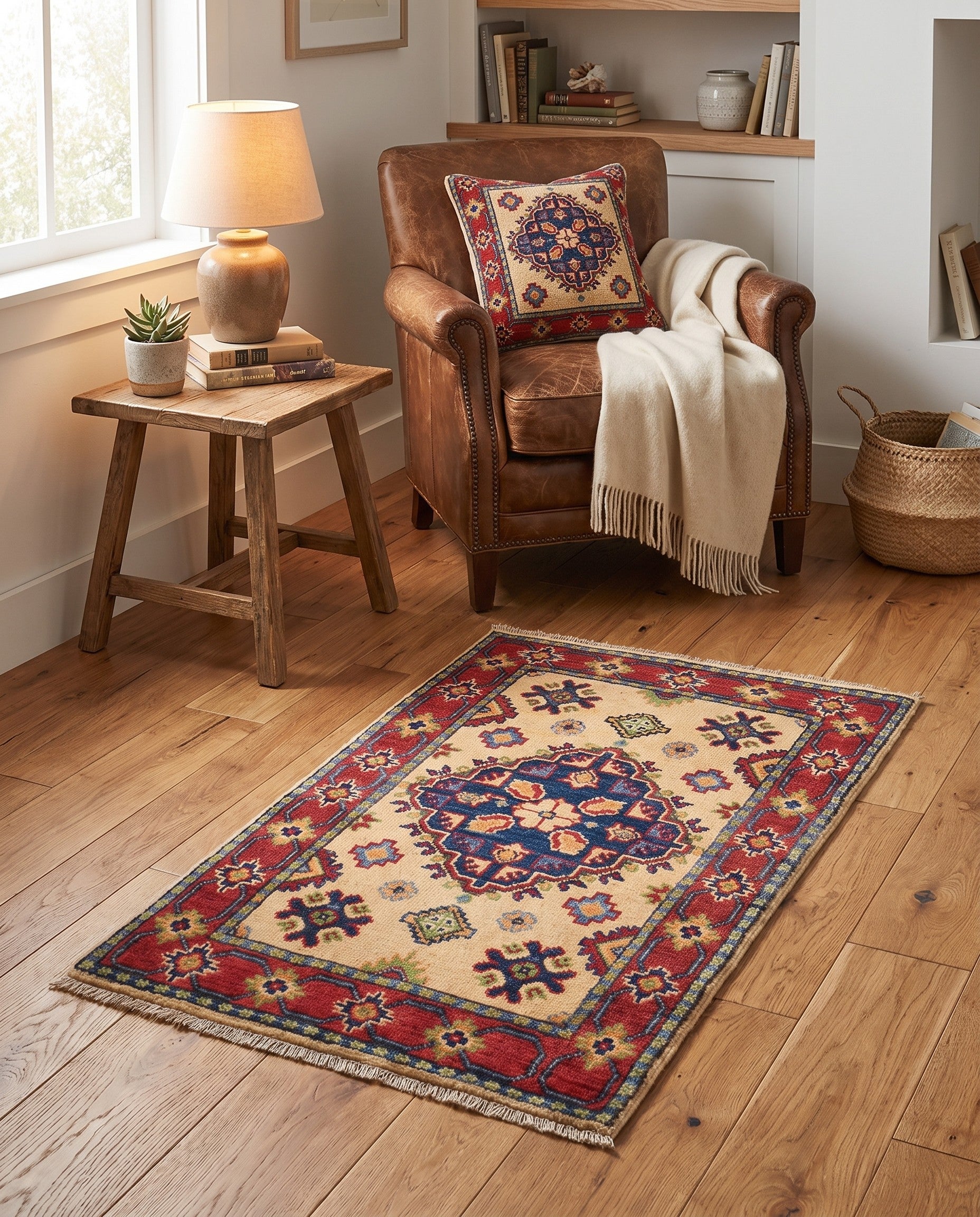 1' 11 x 3' Hand Knotted Kazak Rug