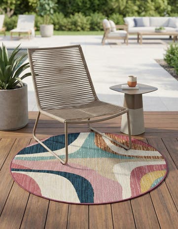 Easy-Clean Modern Indoor / Outdoor Round Rug