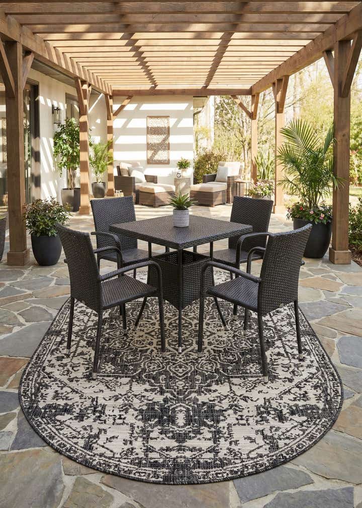 5' 3 x 8' Easy-Clean Jill Zarin Dubai Indoor / Outdoor Oval Rug