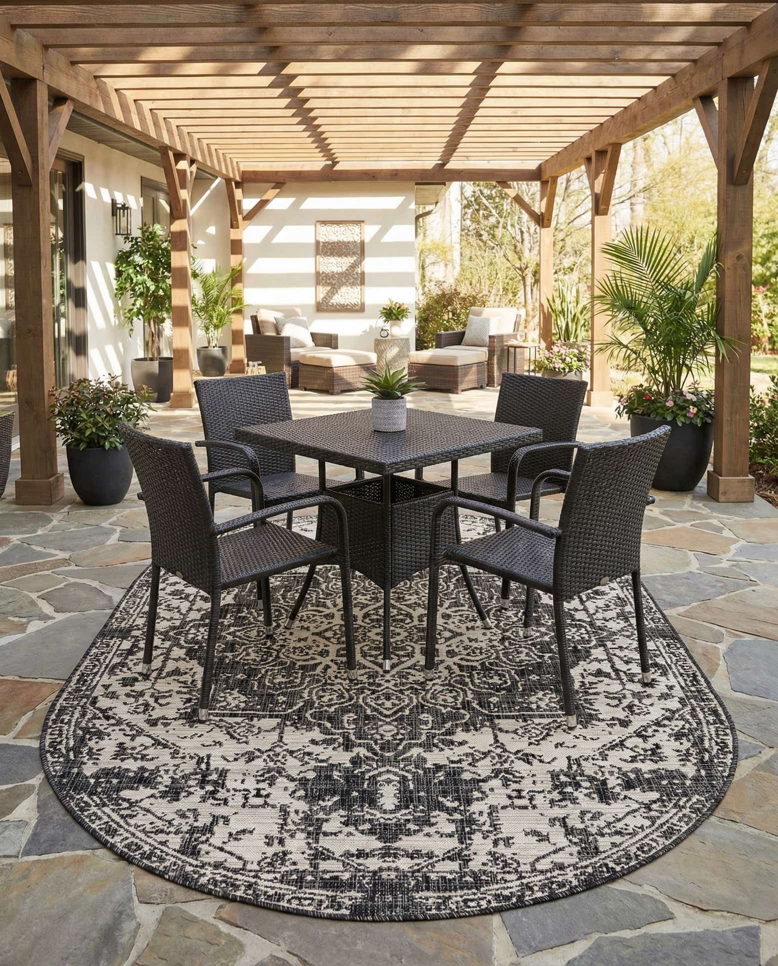 5' 3 x 8' Easy-Clean Jill Zarin Dubai Indoor / Outdoor Oval Rug