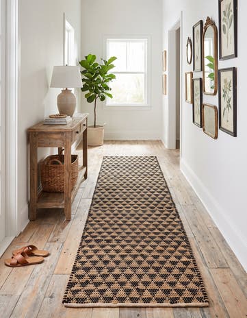 Black Hand Woven Chindi Jute Runner Rug