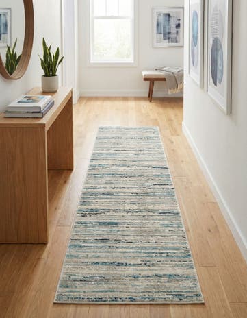 Ivory and Blue Finsbury Runner Rug