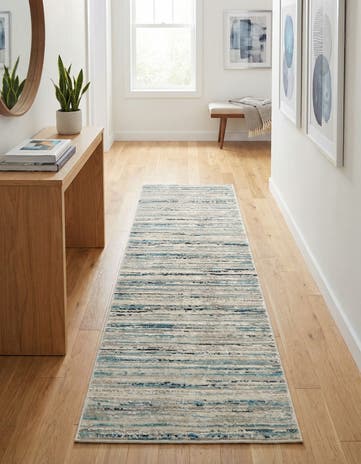 Ivory and Blue Finsbury Runner Rug