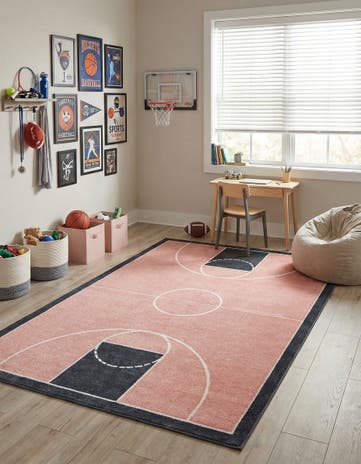 Rose Pink Sports Washable Rug