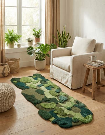 Green Moss Garden Freeform Rug
