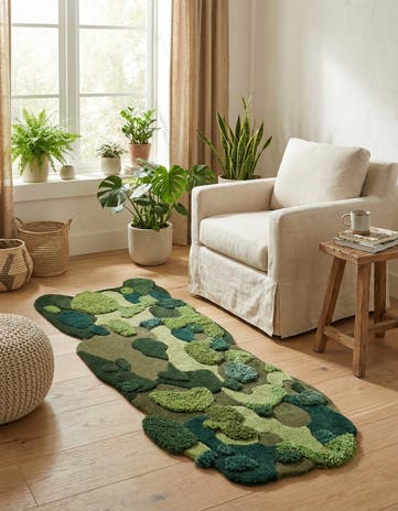 Green Moss Garden Freeform Rug