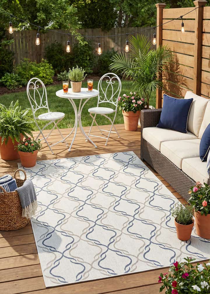 5' 3 x 8' Easy-Clean Trellis Indoor / Outdoor Rug