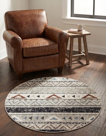 3' 3 x 3' 3 Eco Southwestern Round Rug