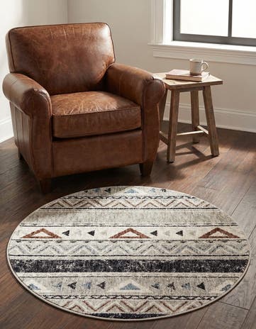 3' 3 x 3' 3 Eco Southwestern Round Rug