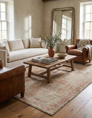 4' 2 x 6' 3 Hand Knotted Oushak Wool Rug
