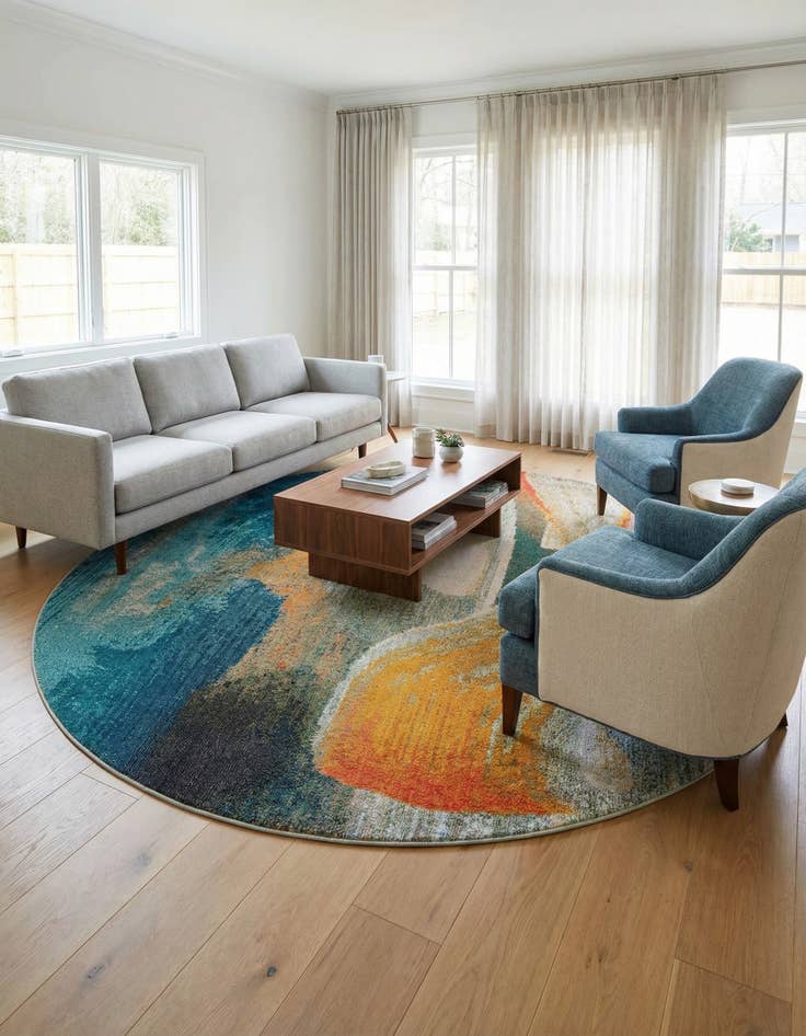 Detail image of 7' 10 x 7' 10  Washable Haerfest Round Rug