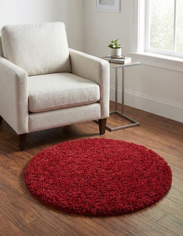 3' x 3' Solid Shag Round Rug