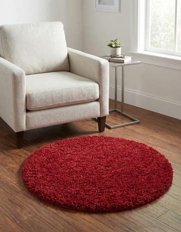 3' x 3' Solid Shag Round Rug