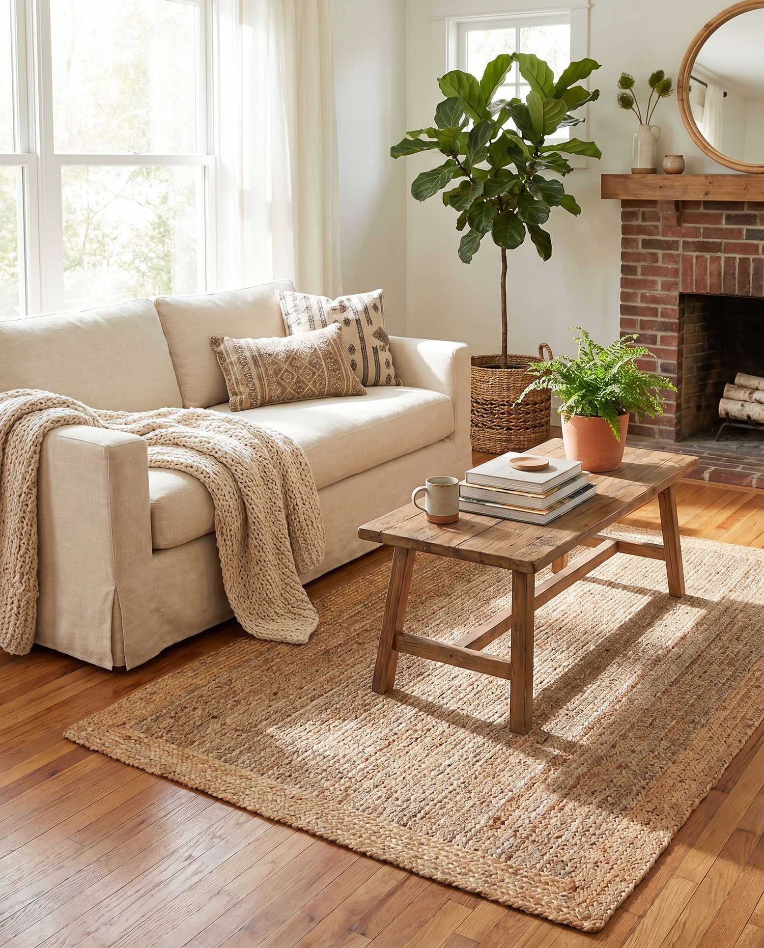4' 1 x 6' 1 Handmade Braided Jute Rug