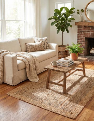 4' 1 x 6' 1 Handmade Braided Jute Rug
