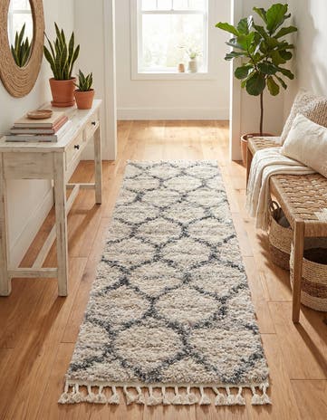 Beige Athena Shag Runner Rug