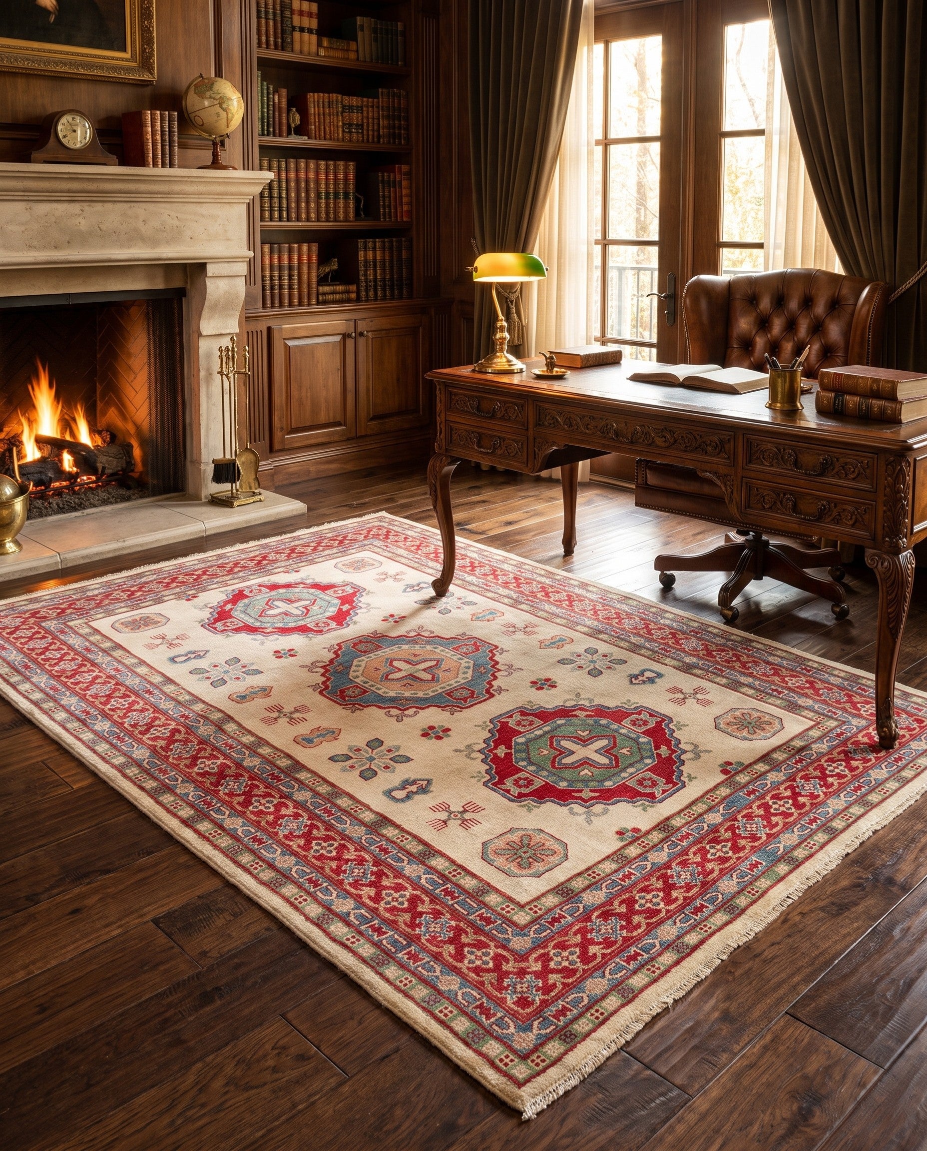 6' 7 x 9' 10 Hand Knotted Kazak Rug