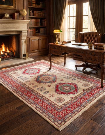 6' 7 x 9' 10 Hand Knotted Kazak Rug