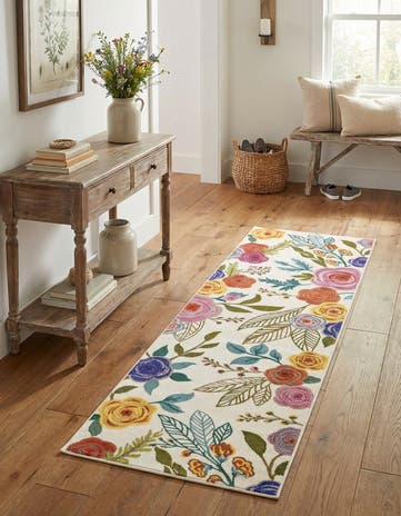 Ivory Blossom Runner Rug